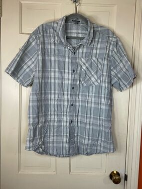 Toad Co Shirt Mens XL Gray Plaid Button Down Short Sleeve Outdoor Regular Fit